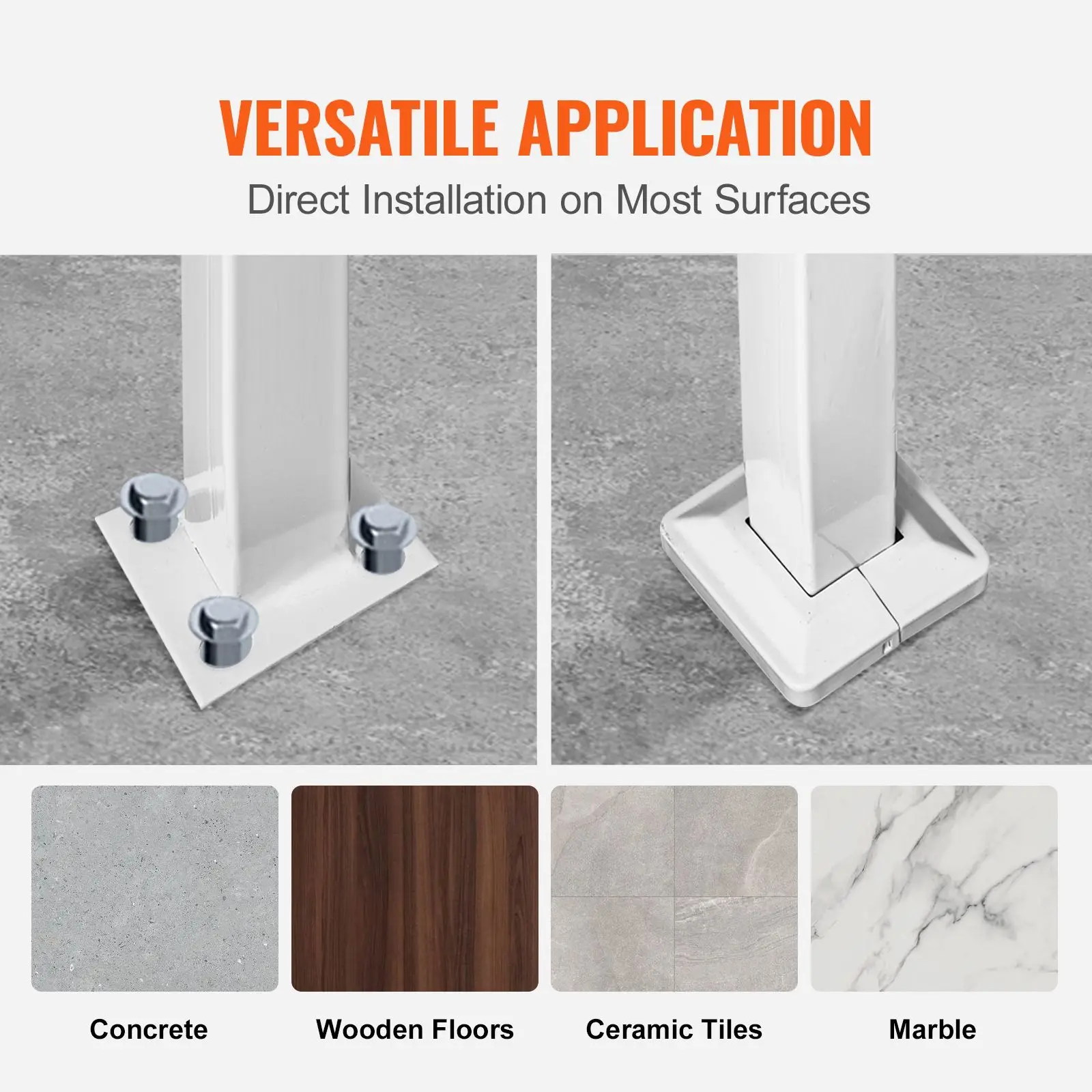 Handrails for Outdoor Steps, Fit 1 or 3 Steps Outdoor Stair Railing, White Wrought Iron Handrail, Flexible Front Porch Hand Rail, Transitional Handrails for Concrete Steps or Wooden Stairs - view 5