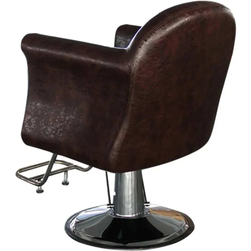 Brown Hydraulic Styling Barber Chair Hair Spa Beauty Salon Equipment,Heavy Round solid chrome base for stability