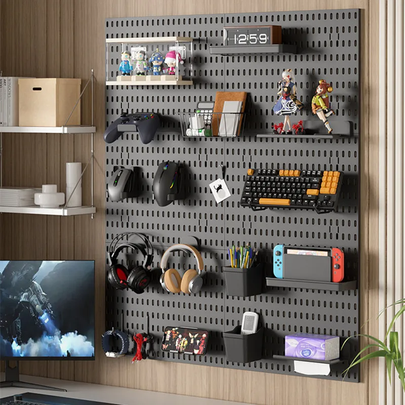 Organizador de pared con paneles perforados, para decoración del hogar, organización de baño y cocina, y almacenamiento de figuras, muñecas y juguetes, estante y soporte.