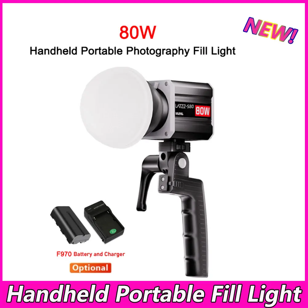 

LATZZ S80 80W Handheld Portable Fill Light Photography Light For Camera Video Photo Light w/ F970 Battery and Charger Optional