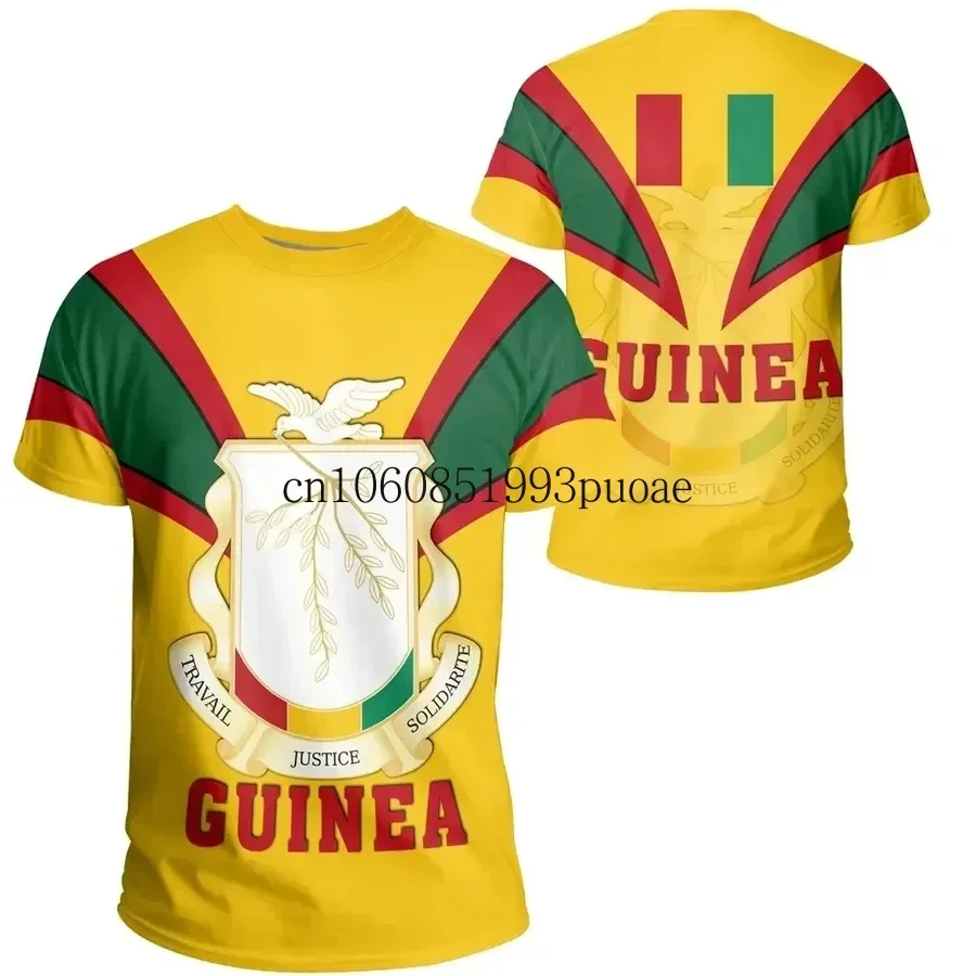 Summer New Men's Round Neck Short Sleeve Printed Casual Loose Street African Zone Clothing - Guinea Event Flag T-Shirt