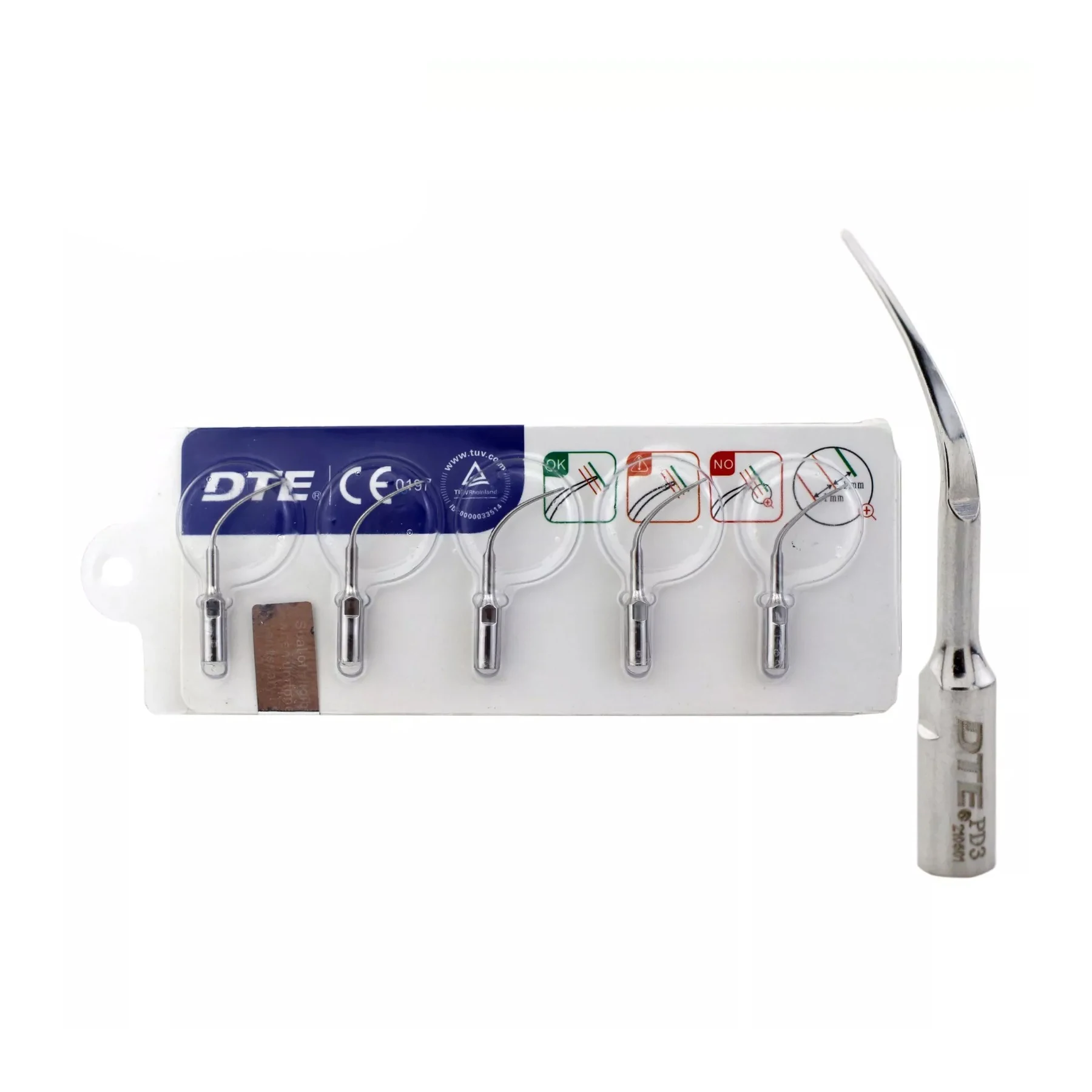 

Woodpecker DTE Dental Ultrasonic Piezo Scaler Tips PD3 5Pcs Perio fit SATELEC ACTEON