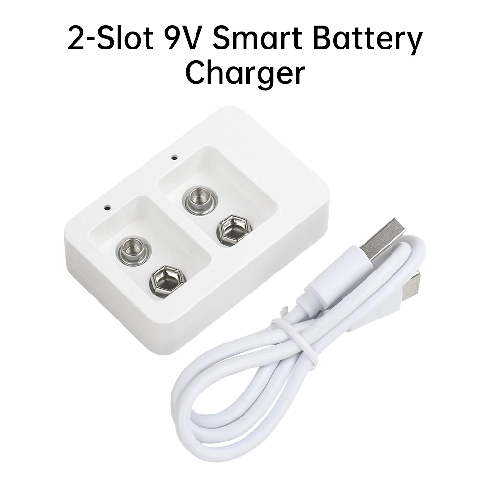 9V 2 Slots Smart Fast Battery Charger With LED Indicators For Ni-MH/Li-ion Rechargeable Batteries Portable Mini Charger Type C