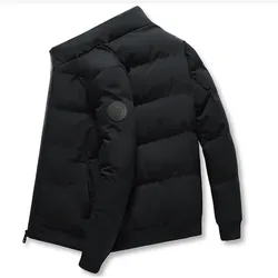 Men's Casual Cotton-padded Coat Winter Warm Thickened Solid Color Jacket Stand Collar Trendy Korean Style Fit Padded Jacket