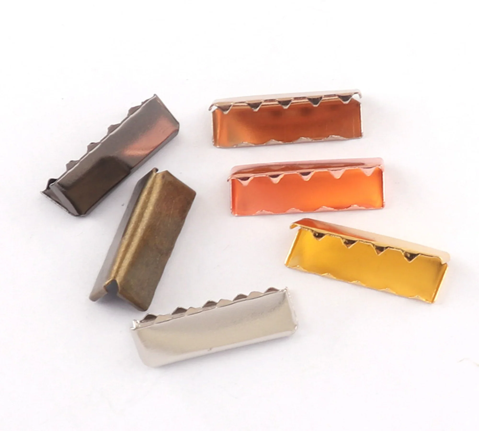 50Pcs Silver/Gold/Rose Gold/Gunmetal/Bronze Belt Buckle End Tips Metal belt ends 25mm(1\'\') webbing end caps nickel belt finished