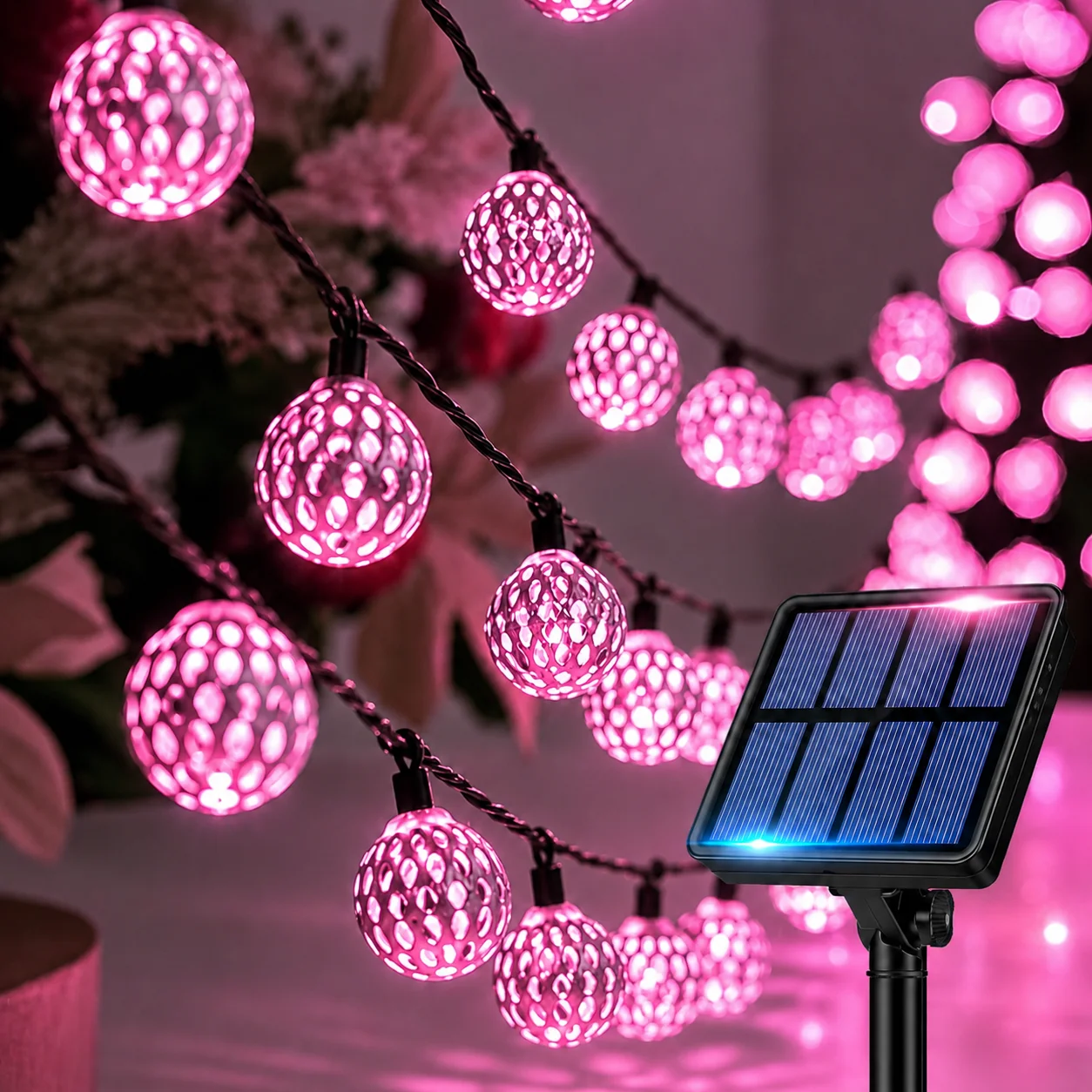 Solar String Lights Moroccan Globe Fairy Lights Solar Powered 5M/20LED 6M/30LED 8 Modes for Garden Patio Christmas Wedding Decor