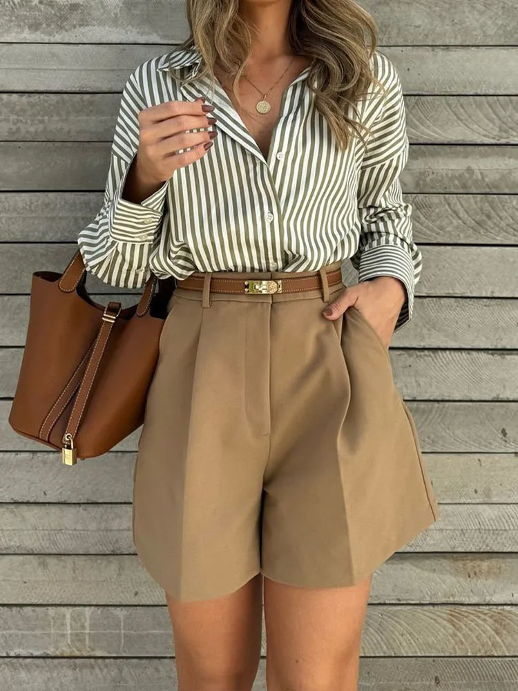 

2024 new summer new products simple commuting fashion versatile loose casual lapel long-sleeved basic poplin shirt