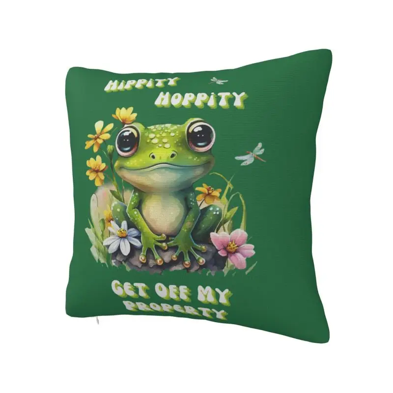 Funny Frog Hippity Hoppity Get Off My Property Cushion Cover 60*60 cm Velvet Throw Pillow Case for Living Room Sofa Pillowslip