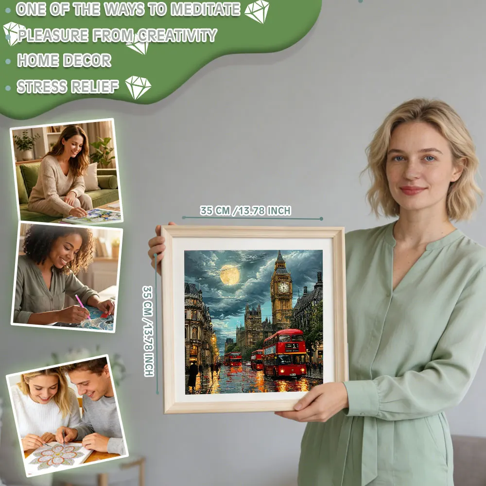 Huacan New Arrivals 2026 5D DIY Diamond Painting The Big Ben In London At Night Diamond Embroidery Landscape Gift view 4