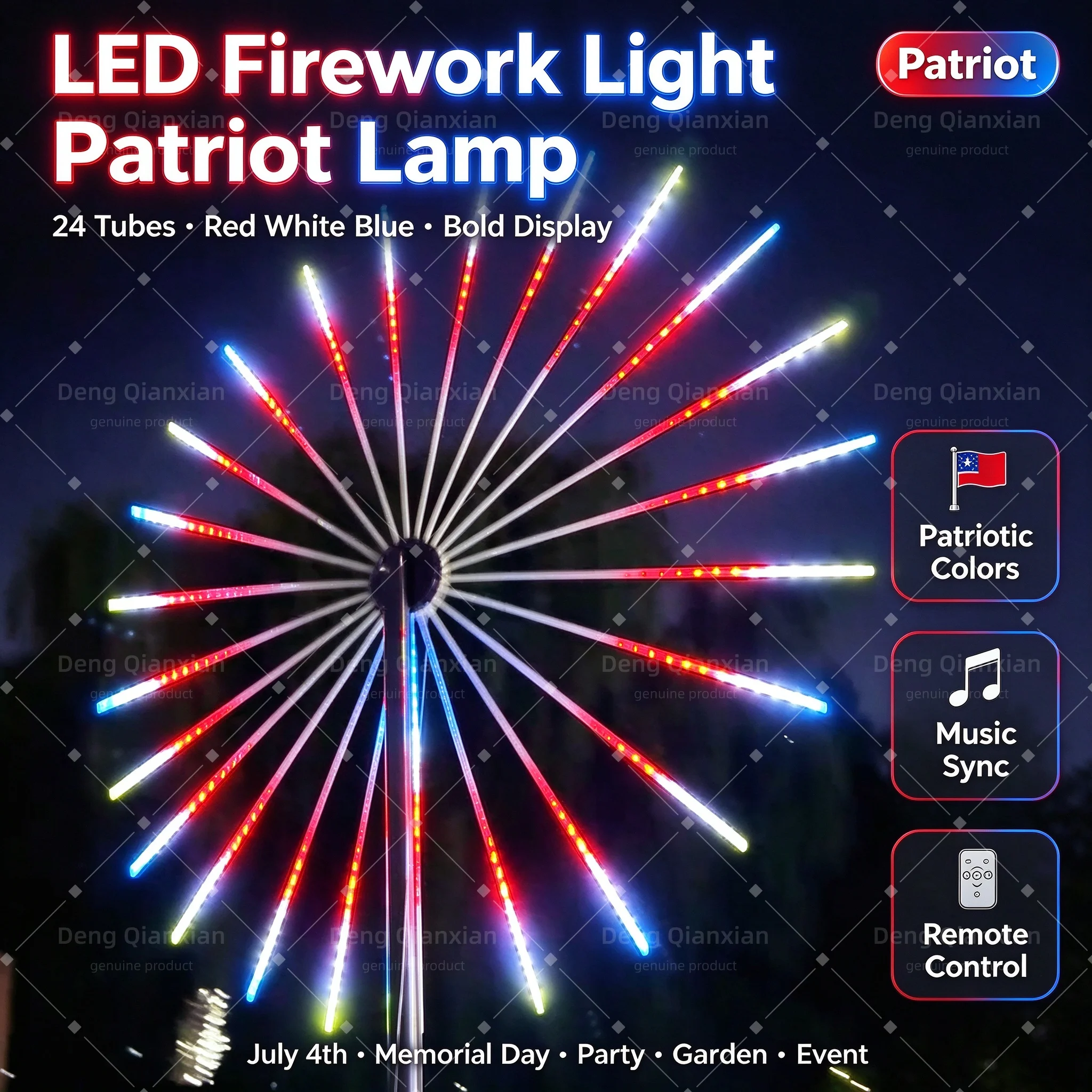 RGB Firework Lights for Easter Party, Sound Activated, Waterproof, Dual Speakers, Bluetooth APP, Spring Decor