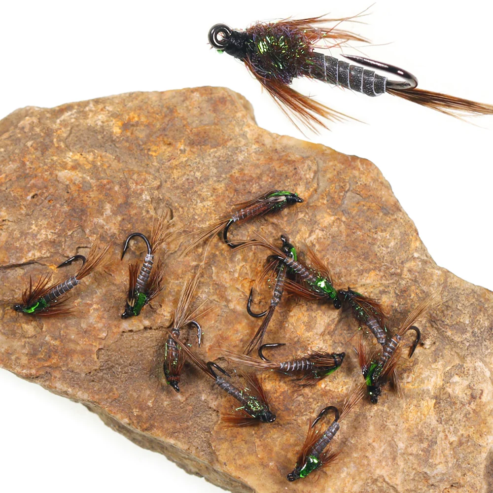 Vampfly 6ชิ้นตะขอมีลำกล้องเหล็กกล้าคาร์บอนตะขอมีลำกล้อง14 #16 #, เหยื่อล่อปลาหางไก่