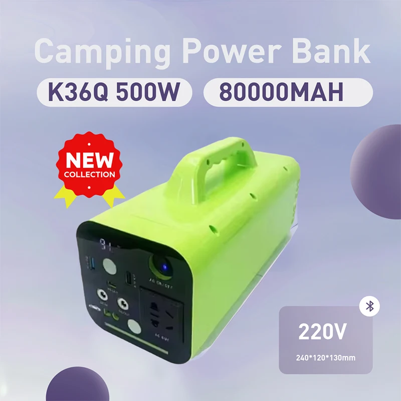 

220V 500W Portable Outdoor Power Bank 80000MAH Large Capacity Emergency Power Bank Lifepo4 Battery Power Station LED Lighting