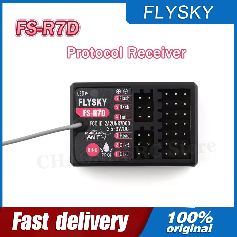 

Приемник FLYSKY ANT Protocol, приемник FLYSKY FS-R7D, 7-канальный 2.4G приемник с возможностью вывода PPM/IBUS для радиоуправляемых машин
