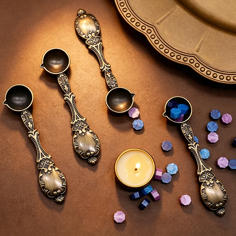 Bronze Spoon Vintage Craft Supplies Fire Paint Heating Decorative Tool Furnace Seal Wax Particle DIY Manual Scrapbooking SB009