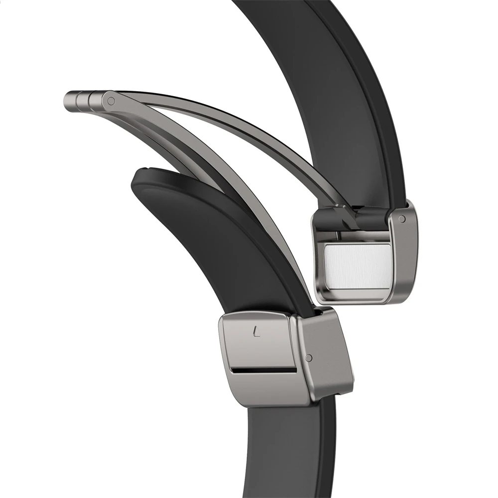 삼성 갤럭시 워치 7 FE용 실리콘 시계 밴드 스트랩, 부드러운 손목 밴드, 접이식 금속 실버 버클