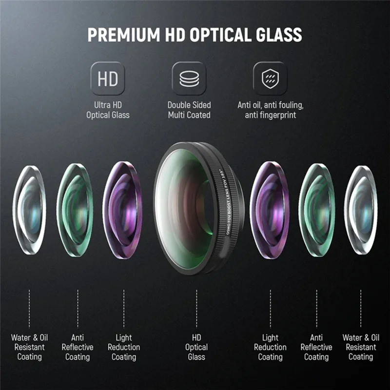 

B37B-Wide Angle For DJI OSMO Action 4/5 Pro Compatible FL-B30 FOV Boost Lens 185 Degree