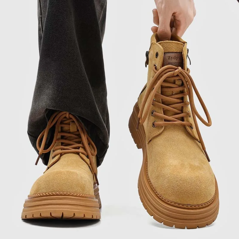 Man Chelsea Boots Outdoor Business Casual Shoes Motorcycle Botas Street Style Men Ankle Boots High Top Suede Male Walking Shoes