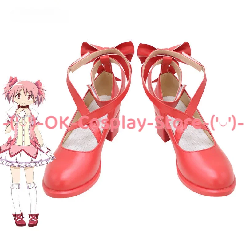 Anime Puella Magi Madoka Magica Kaname Madoka Cosplay Shoes PU Leather Shoes Halloween Carnival Boots Cosplay Props Custom Made