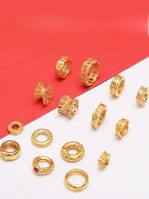 Perline Sp placcate in argento 925 Perline piatte per pane Anelli circolari per bracciale Accessori per tessitura Nelace Gioielli placcati in oro