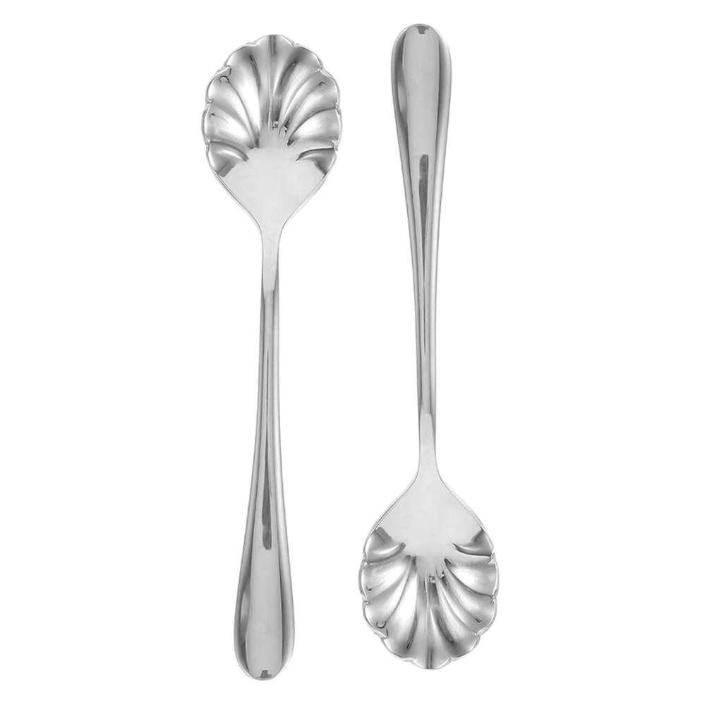 

2 Pcs Spoon Coffee Stirring Spoons Cute Sugar for Bar Stainless Steel Dessert Cappuccino
