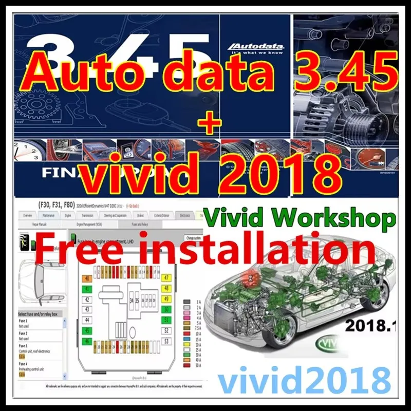 

vendita calda Autodata 3.45 + vivid workshop 2018 Automotive software di riparazione automatica software automatico vivid 2018