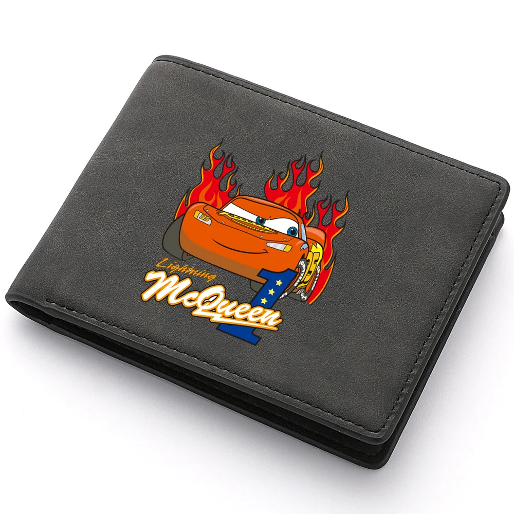 Disney Cars Pixar Lightning McQueen Short Men Wallett PU Leather Business Man Wallets Casual Coin Card Holder Purse Money Case