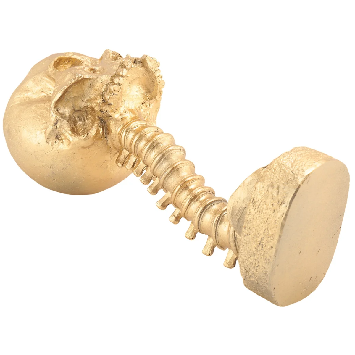 N98R مجموعة زارع جمجمة الراتنج وحامل العمود الفقري، وعاء جماجم البوليريسين، زينة الهالوين زهرة رأس جمجمة بشرية قديمة، ذهبي #4