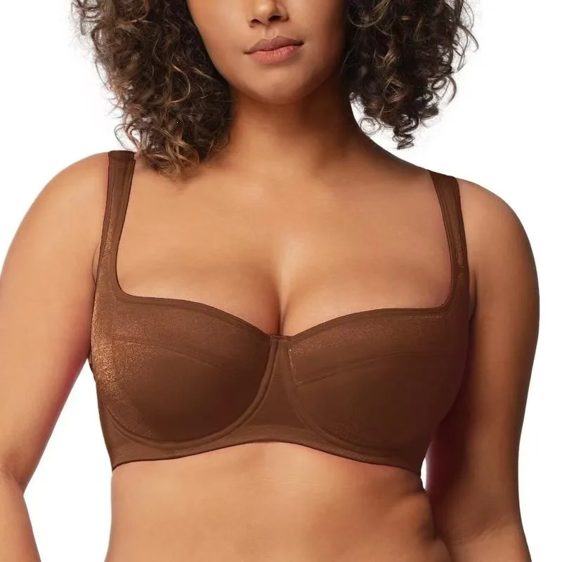 

Plus Size Women Strapless Bandeau Bra Smooth Surface Underwire Non Padded Shaping Push Up Lingerie