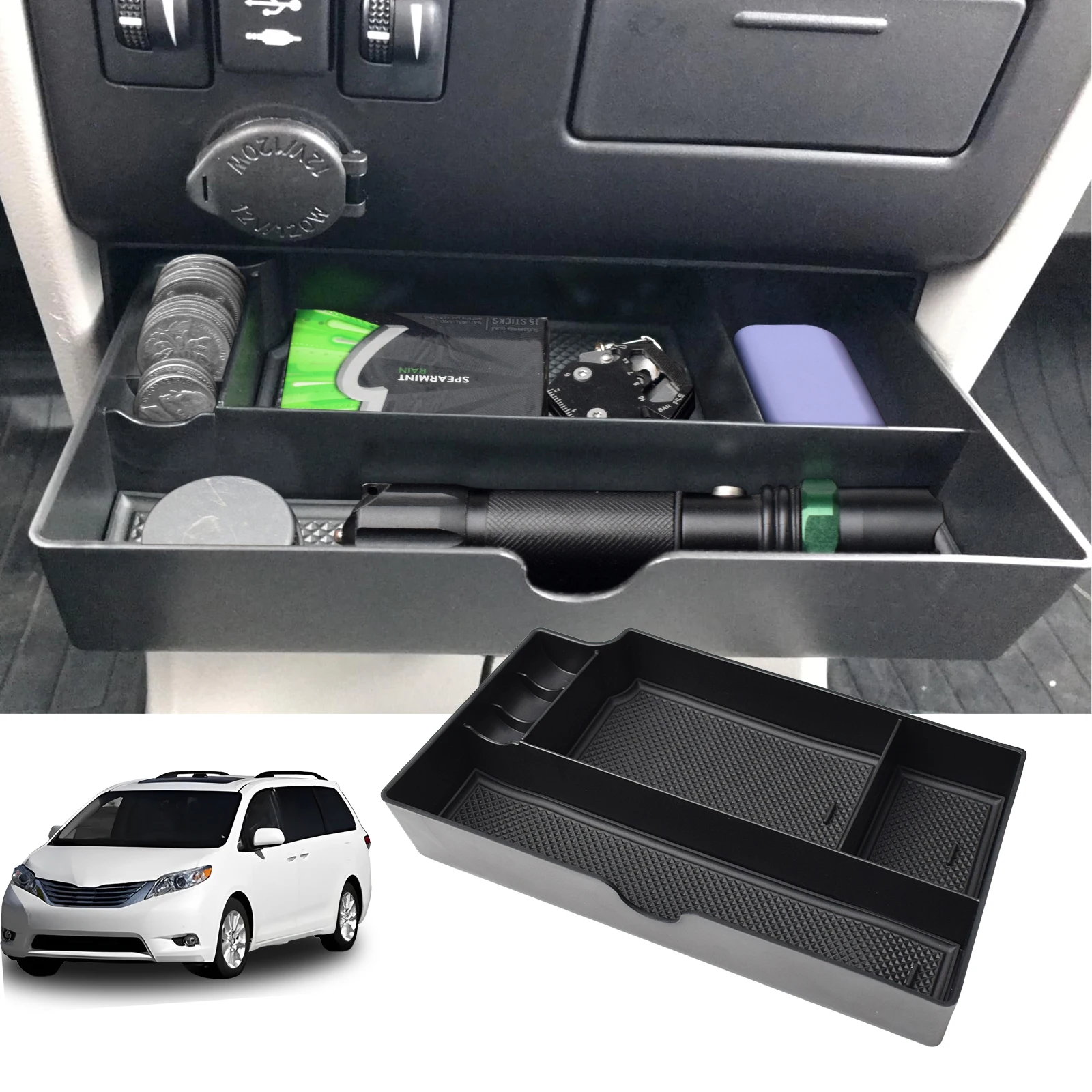 

Center Console Drawer Box For Toyota Sienna 2015-2020 Armrest Storage Box Center Console Drawer Tray Organizer Car Accessories