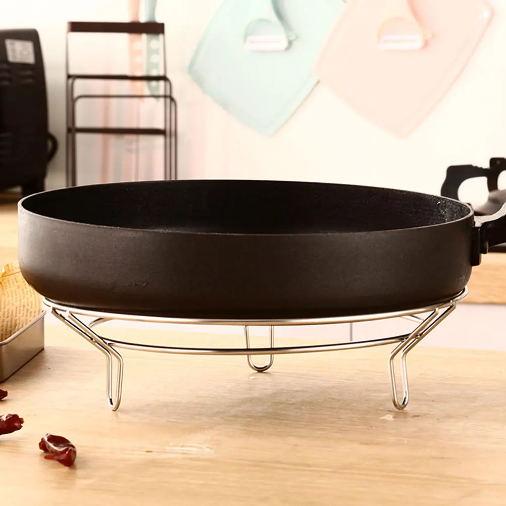 

Household Pan Rack Wear-Resistant Stainless Steel Footed Wok Holder Kitchen Cooling Rack Reusable Pot Stand