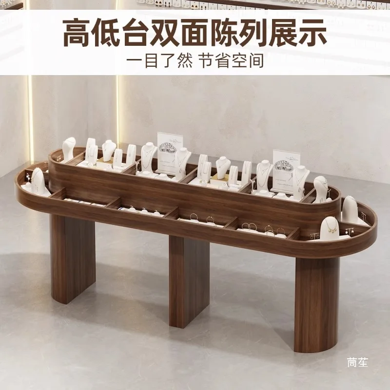 Solid wood jewelry Nakajima cabinet makeup Nakajima Tai skin care products shopping mall display stand