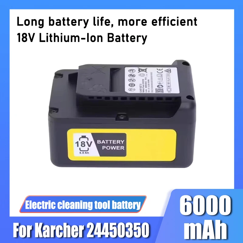 18V 6000mAh Karcher 24450350 electric cleaning tool with battery replacement and LCD display