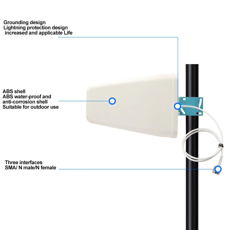 Antena externo do telefone celular, repetidor do sinal, amplificador do impulsionador, LPDA, 800-2700MHz, 9dbi, 3G4G5G