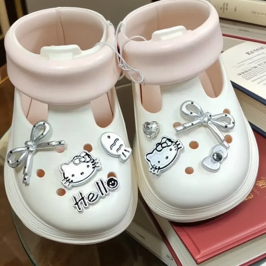 

New Cute Bow Plush Kt Cat Fish Shoe Buckle Cartoon Girl Ins Style Shoes Floral Shoe Upper Accessories