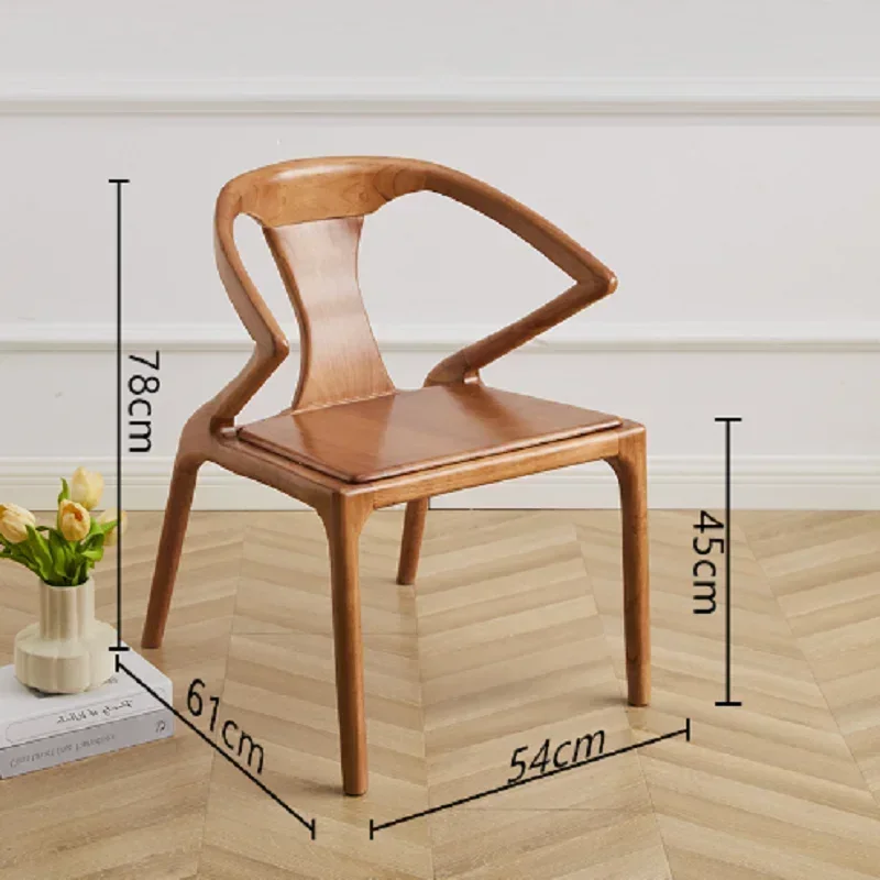 Luxury Restaurant Creative Leisure Armrest Tea Chair New Chinese Solid Wood Dining Chair Walnut Backrest Master Chair