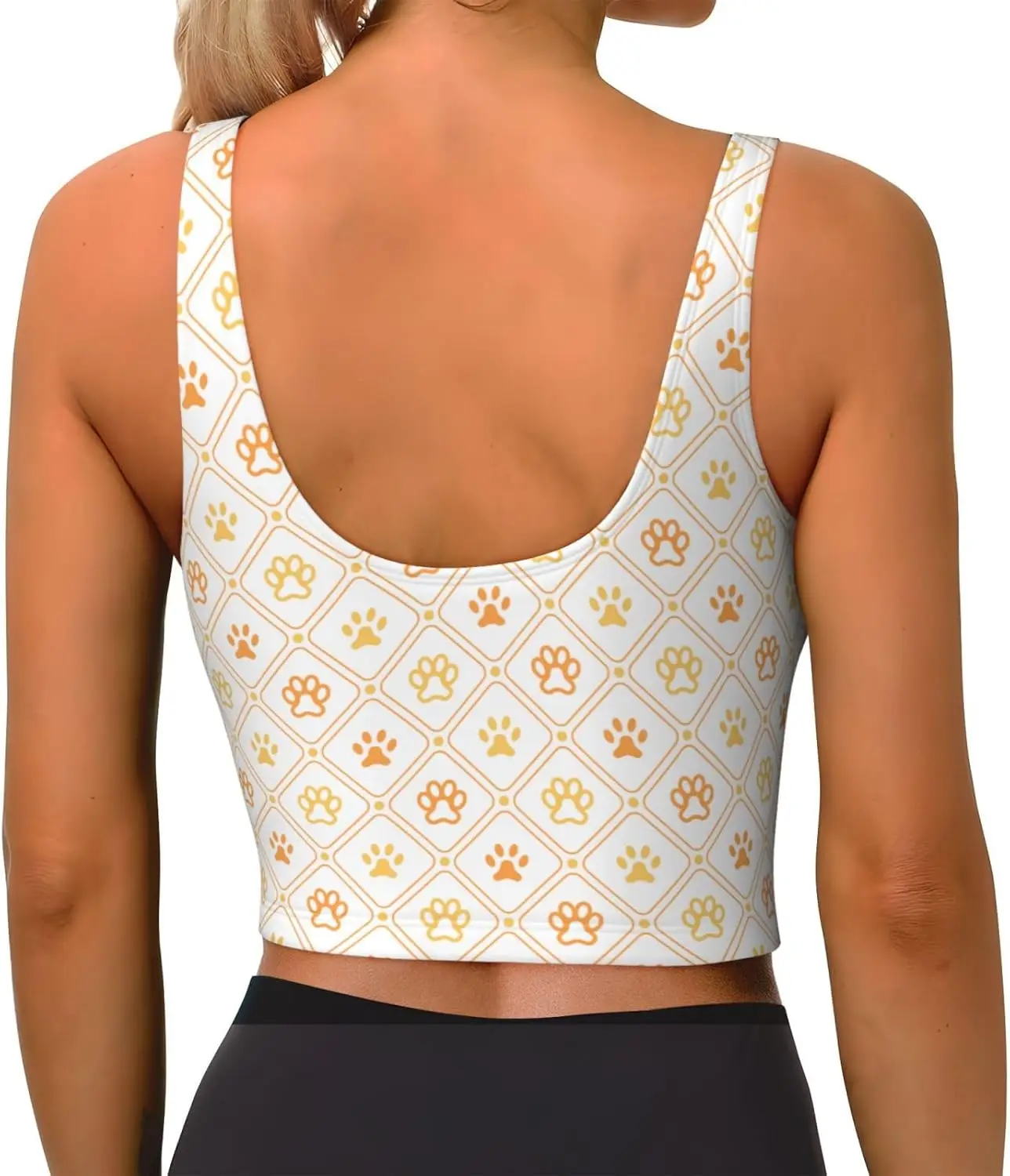 Kawaii Dog Paws Desgin Sports Bras Removable Pads Yoga Outfit Crop Gym Top U Back Exercise Tank Tops Sleeveless Vest