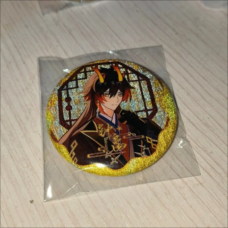 Genshin Impact Original Chinese Style Zhongli Xiao Metal Glitter Brooch Pin Badge Jewelry Accessories For Clothes Backpack Gift