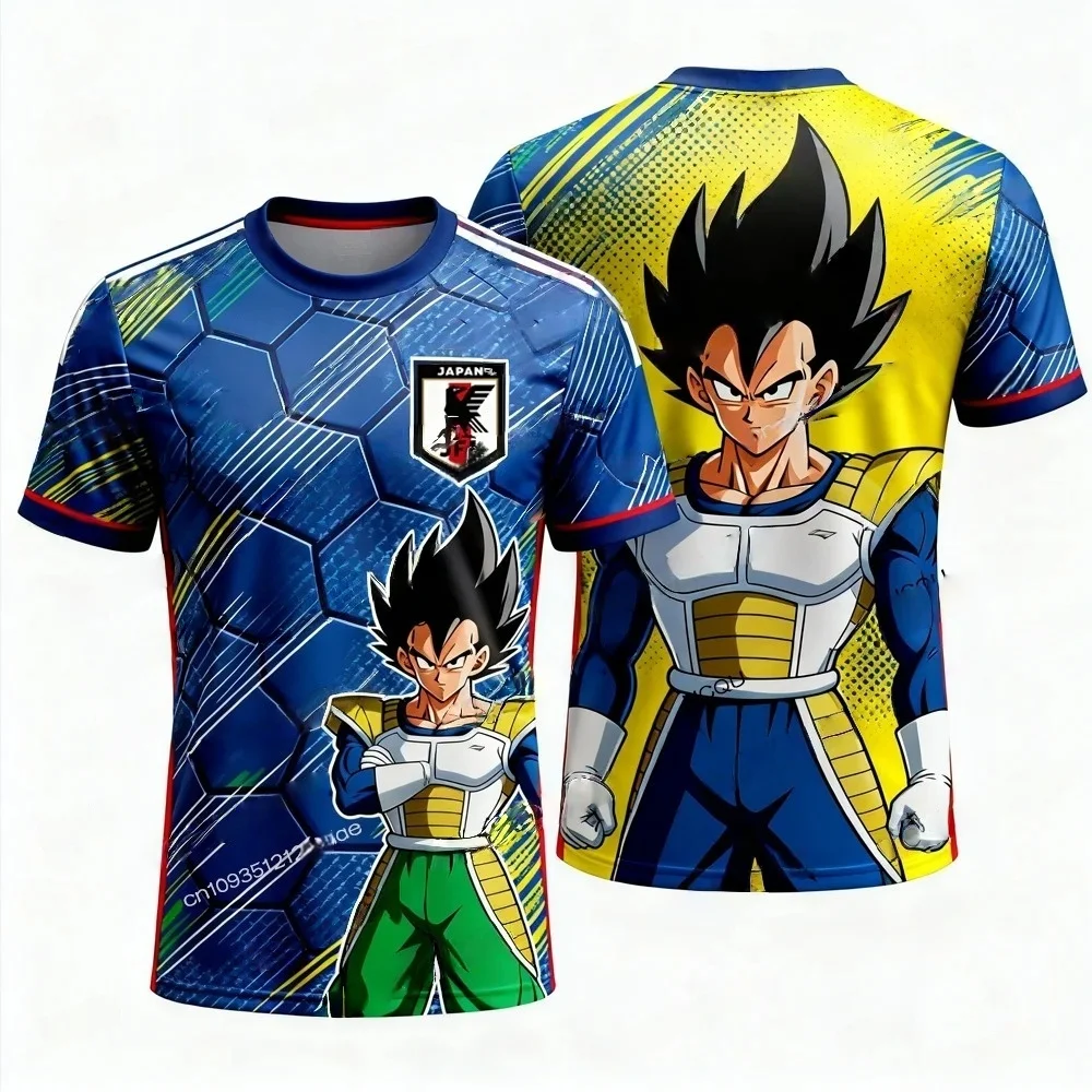 2026 Atmungsaktives & Stylisches Sport-T-Shirt für Jungen (Kurzarm) – Dragon Ball Z (Goku/Vegeta) – Fußball-inspirierter Vater-Sohn-Stil – Detail 5