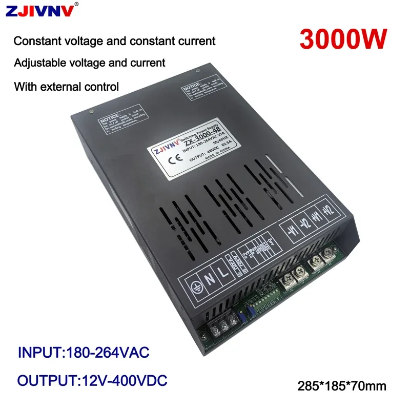 3000W Switching Power Supply Full Range Adjsutable SMPS with Enternal Control AC 180-264V to DC 0-12V 24V 48V 60V 400V ZX-3000