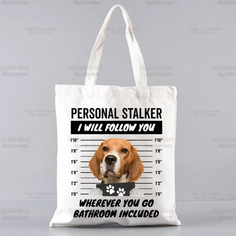 Beagle Ulzzang Shopper Bags Tote Canvas Bag Harajuku Reusable Large Capacity Women Casual Shoulder Bag Handbag