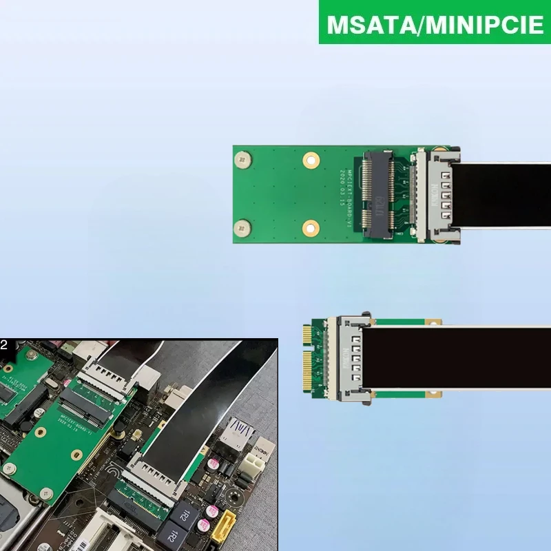 MiniPCIe Extension Cable Lossless 50cm MSATA Mpcie FFC Soft Extender Cord Half Height Full Height Mini PCIe Adapter Ribbon Cable
