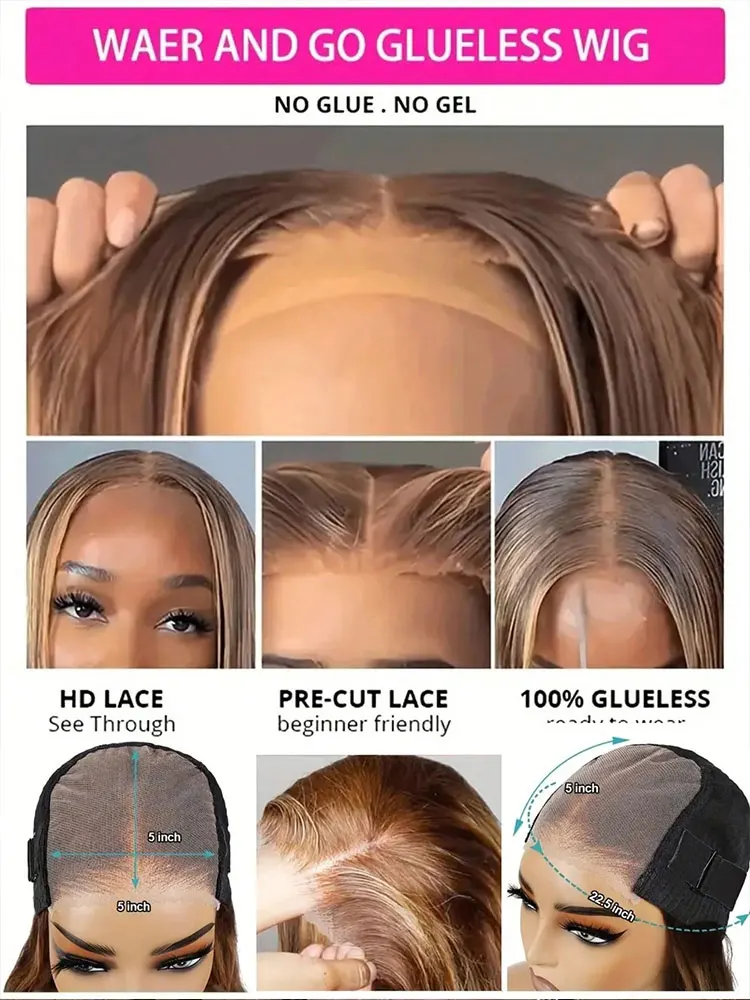 Body Wave 4/27 Honey Blonde 5x5 Guless Wig Humain Hair 13x4 HD Transparent Lace Front Wig human Hair For Women  250% Density