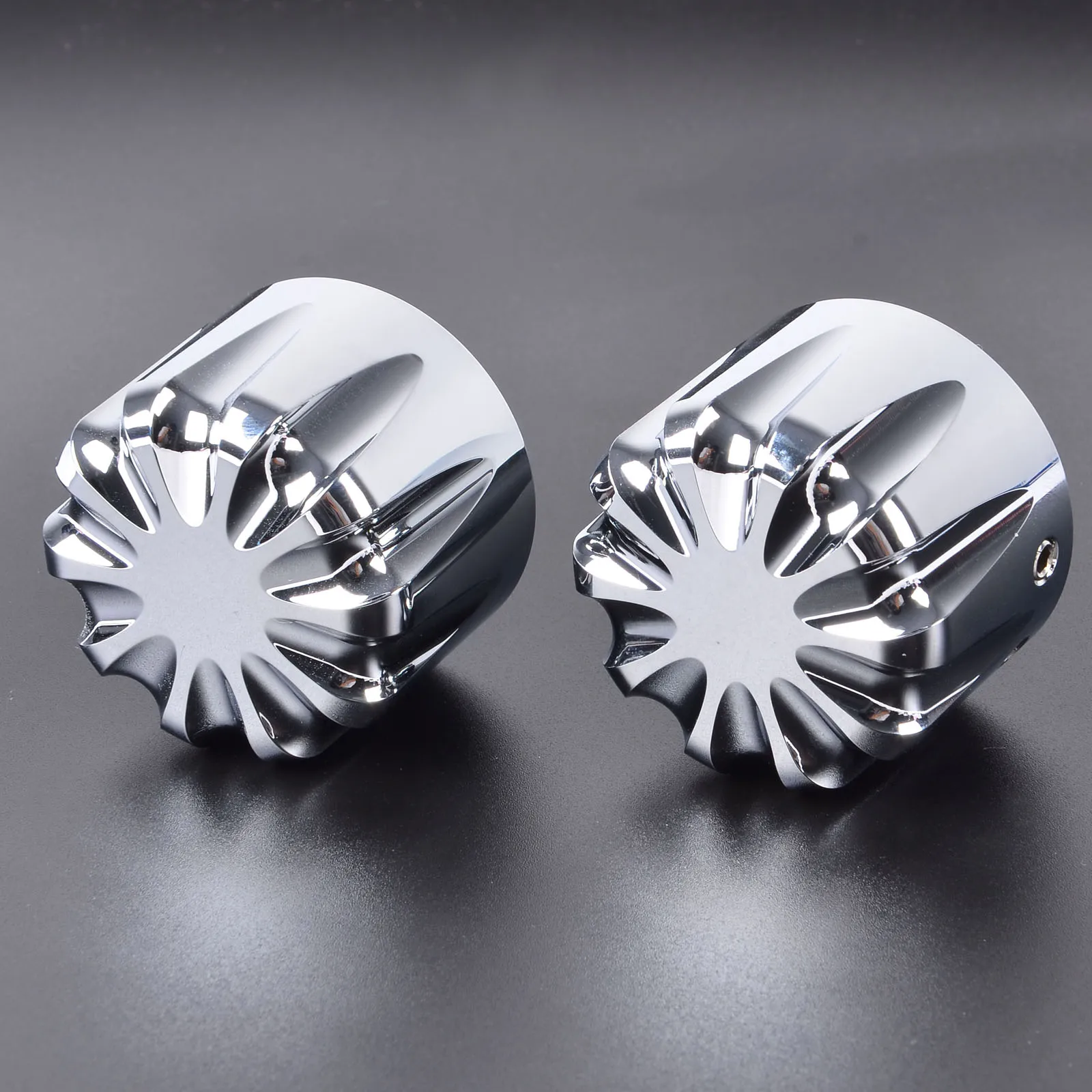 

Chrome Waterdrop Style Front Axle Nut Cover Cap for Harley Dyna Road Street Glide Sportster Fat Boy Forty Eight Softail Electra