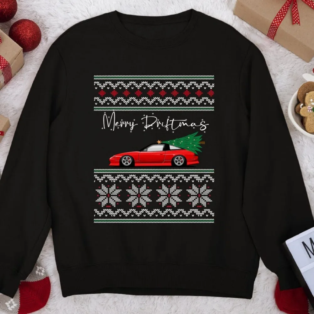 Lelijke kersttrui stijl rode auto kerstboom grafische vrolijke kerst vrouwen sweatshirts vakantie verzamelen kerstcadeau tops