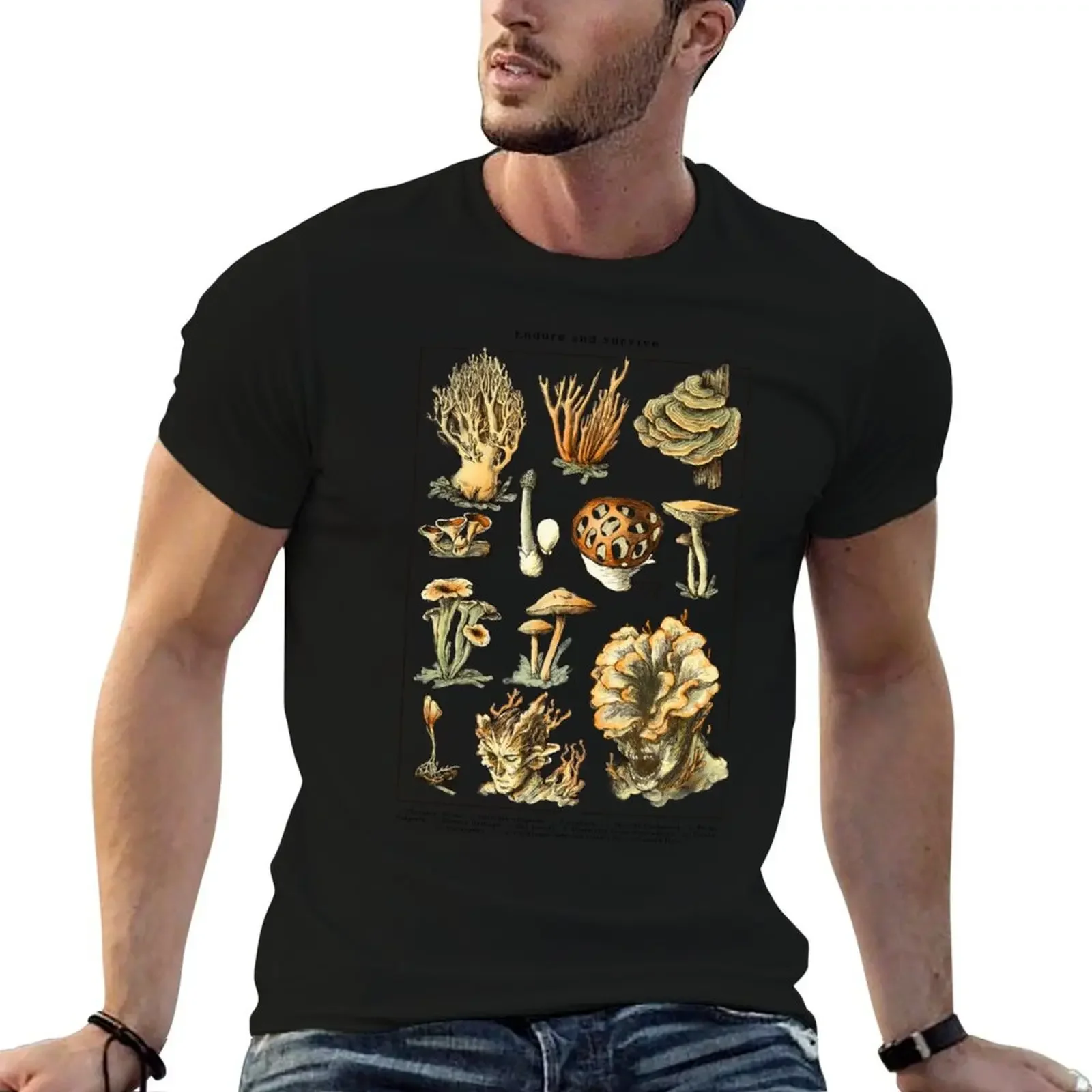 Endure and Survive - The last of us - Cordyceps mushrooms dark T-Shirt summer tops Blouse mens champion t shirts