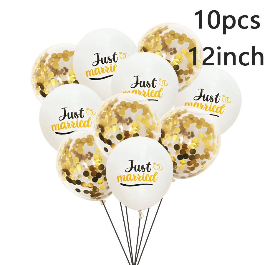 just married theme Latex Foil Balloons banner Wedding Party Decoration Bridal Shower Bachelorette Party Supplies wedding props