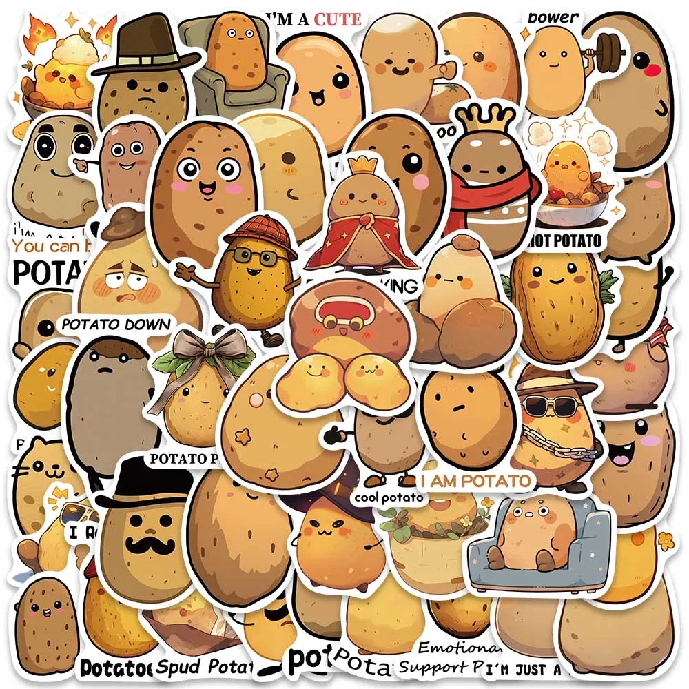 

50pcs Cute Funny Cartoon Vegetables Potatoes Stickers Vinyl Laptop Decals Luggage Guitar Phone Diary Waterproof Graffiti