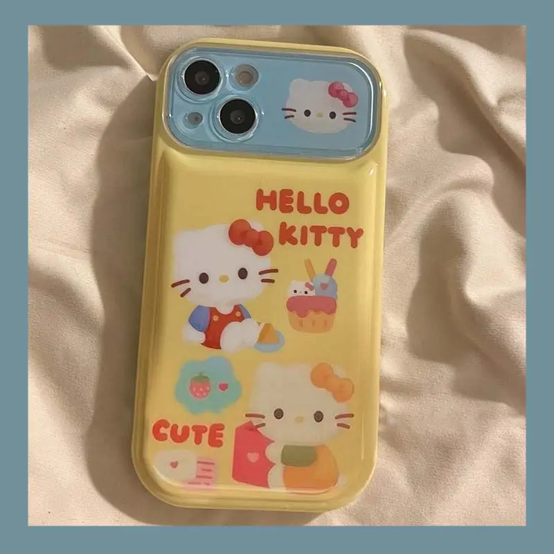 Sanrio Hello Kitty Custard ilustracja etui na telefon iPhone 15 14 13 Pro Max 11 12 13 Pro XR XS MAX Cute Cartoon Soft Case Y2K