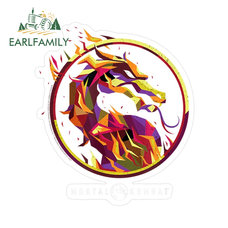 EARLFAMILY 13cm x 11,3 cm Mortal Kombat Low Poly Logo pegatinas de coche Arcade personalidad JDM vinilo Auto accesorios de coche protector solar