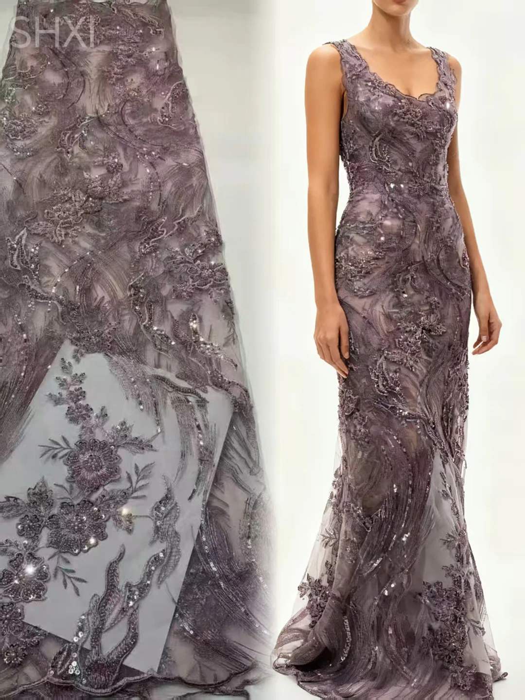 

African Lace Fabric with Beads, Luxury Embroidery Mesh, Shining Sequins, AFrica Embroidery, Handmade with Beads, Tulle Lace, Sew